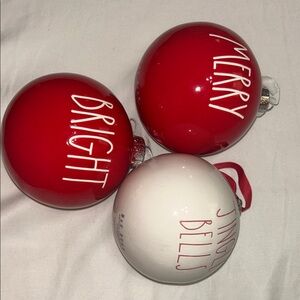 Rae Dunn Festive Red and White Ornament Set